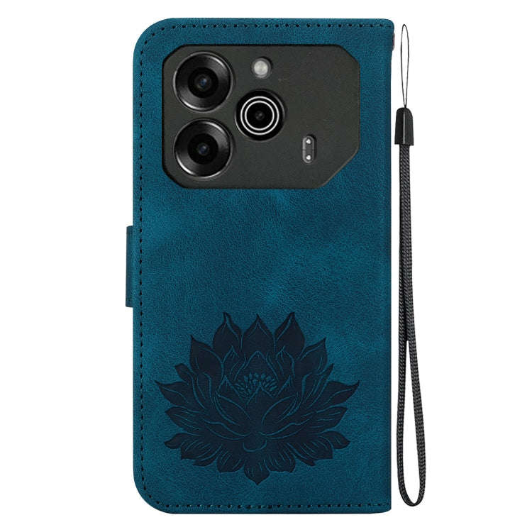 For Tecno Pova 6 / Pova 6 Pro Lotus Embossed Leather Phone Case(Dark Blue)