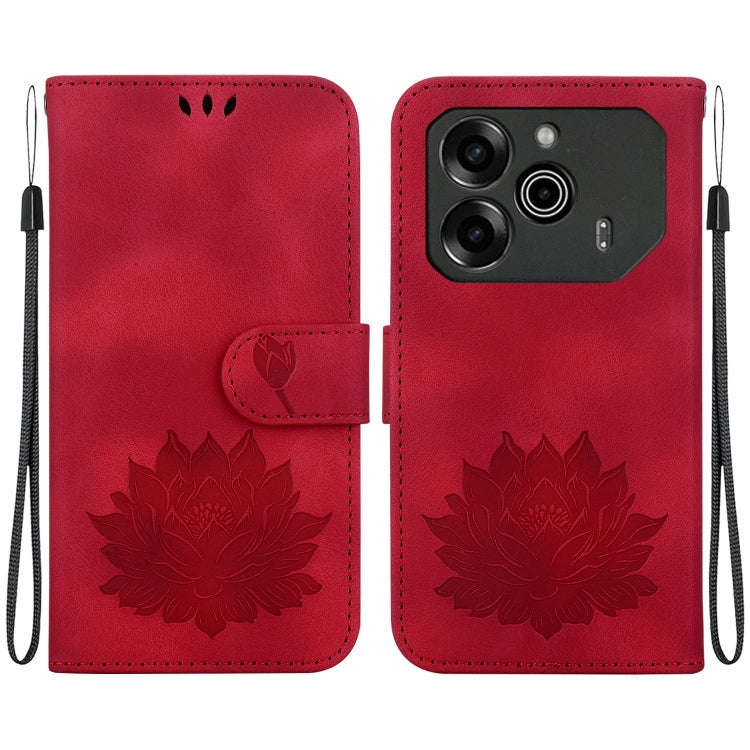 For Tecno Pova 6 / Pova 6 Pro Lotus Embossed Leather Phone Case(Red)