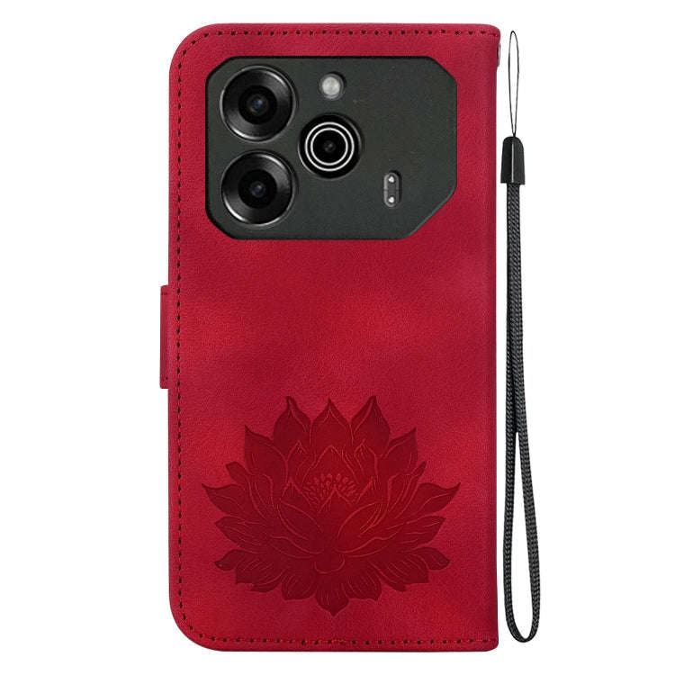 For Tecno Pova 6 / Pova 6 Pro Lotus Embossed Leather Phone Case(Red)