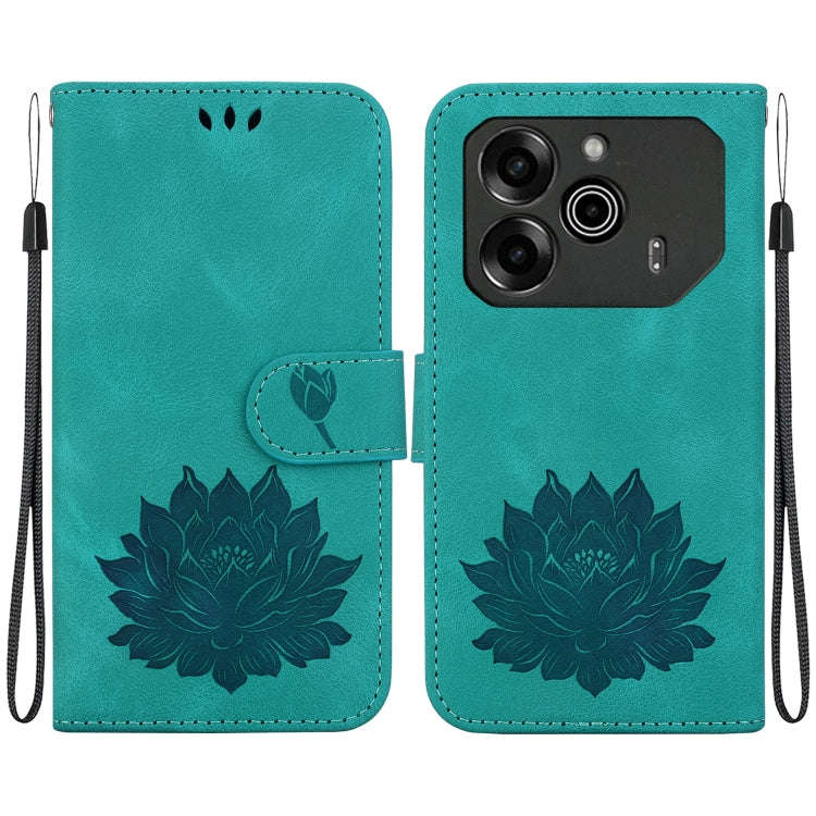 For Tecno Pova 6 / Pova 6 Pro Lotus Embossed Leather Phone Case(Green)