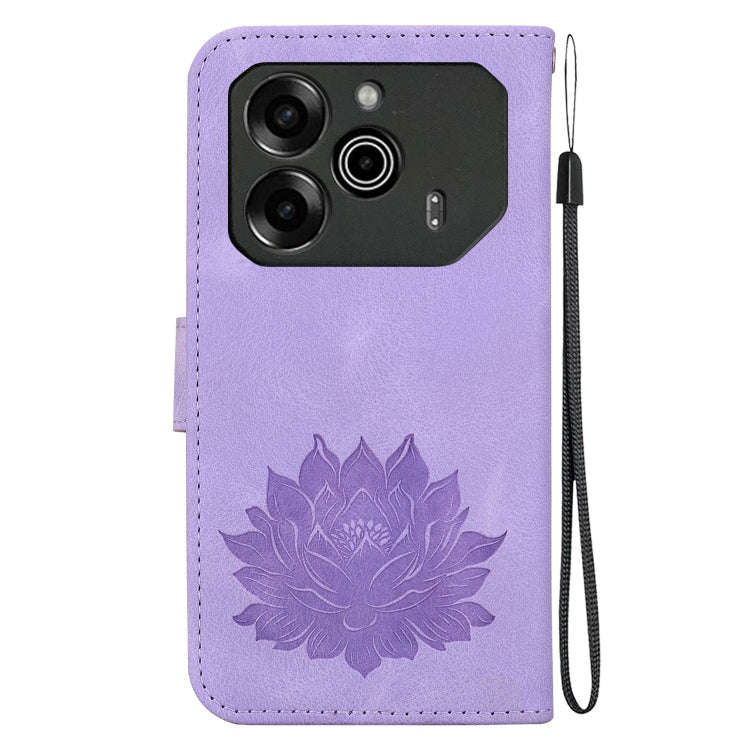 For Tecno Pova 6 / Pova 6 Pro Lotus Embossed Leather Phone Case(Purple)