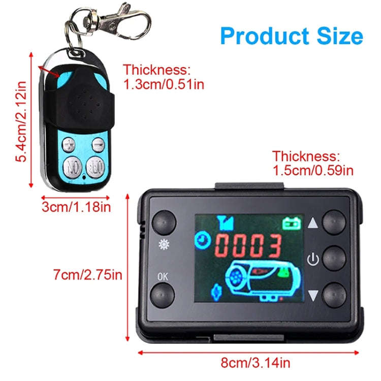Car 12V / 24V Parking Heater LCD Monitor Switch with Remote Controller(Black)