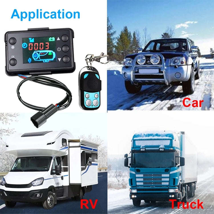 Car 12V / 24V Parking Heater LCD Monitor Switch with Remote Controller(Black)
