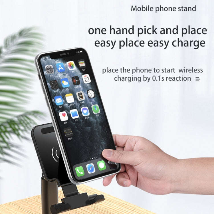 T6 2 in 1 Portable Folding Stand Wireless Charging, Style:Single Charge(Black)