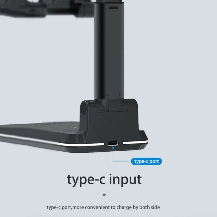 T6 2 in 1 Portable Folding Stand Wireless Charging, Style:Single Charge(Black)