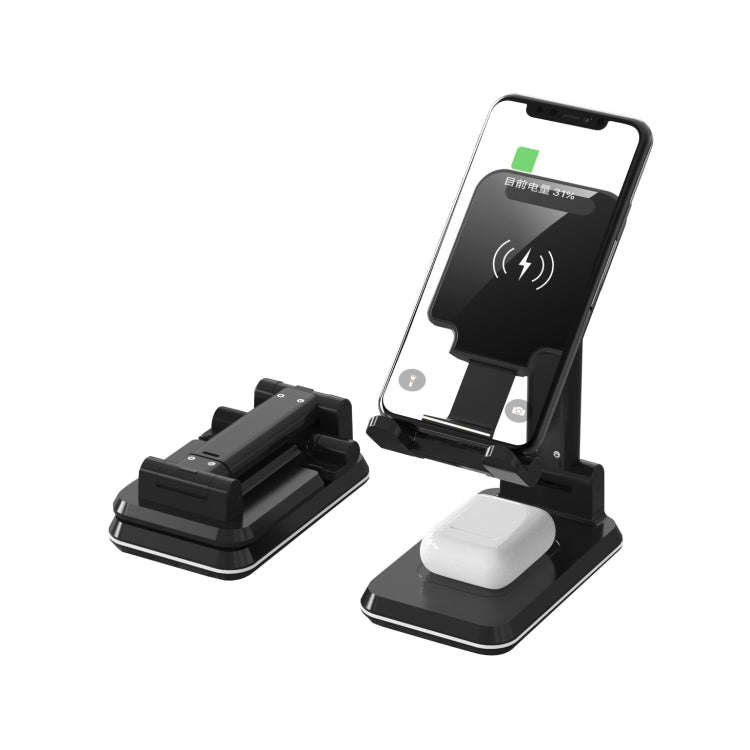 T6 2 in 1 Portable Folding Stand Wireless Charging, Style:Double Charge(White)