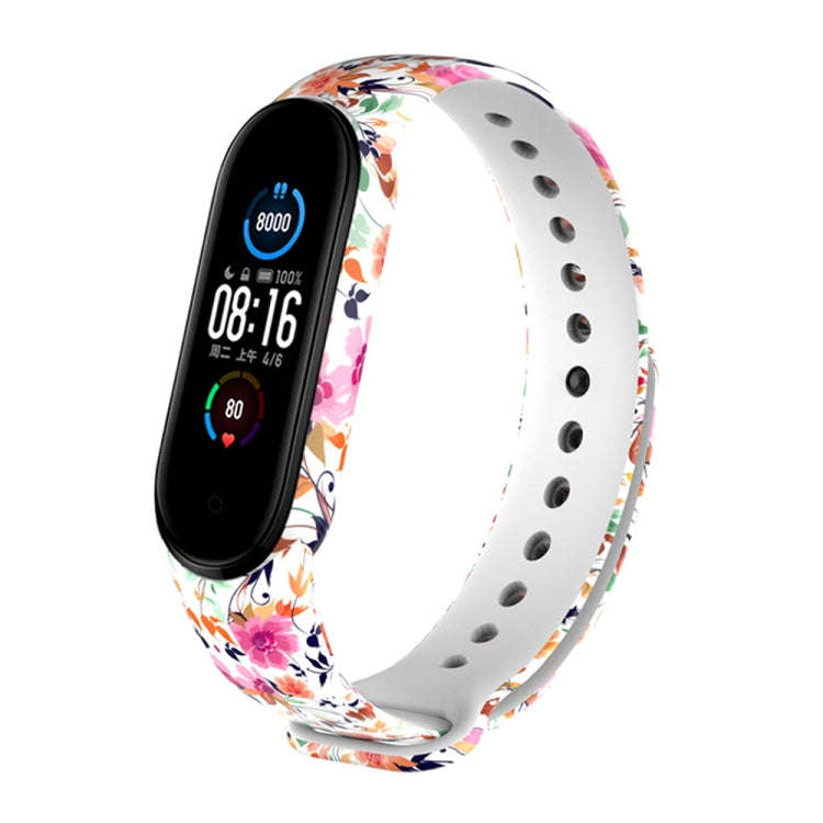 For Xiaomi Mi Band 5 TPU Watch Band(Birds and Flowers)