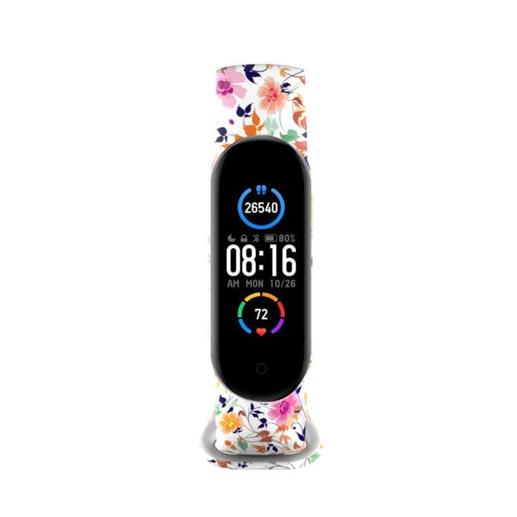 For Xiaomi Mi Band 5 TPU Watch Band(Birds and Flowers)