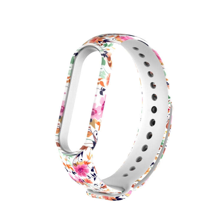 For Xiaomi Mi Band 5 TPU Watch Band(Birds and Flowers)