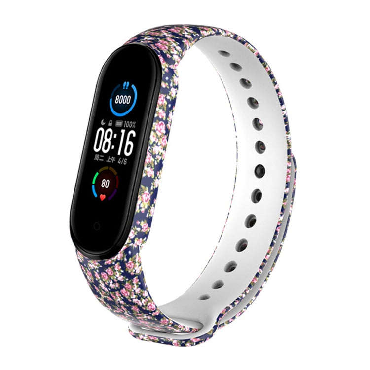 For Xiaomi Mi Band 5 TPU Watch Band(Blue Rose)