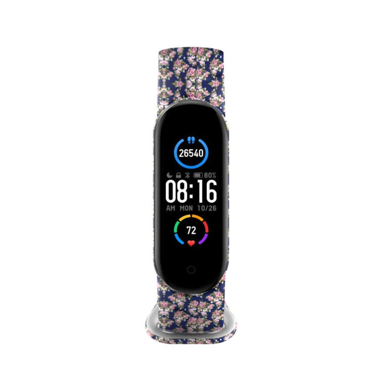 For Xiaomi Mi Band 5 TPU Watch Band(Blue Rose)