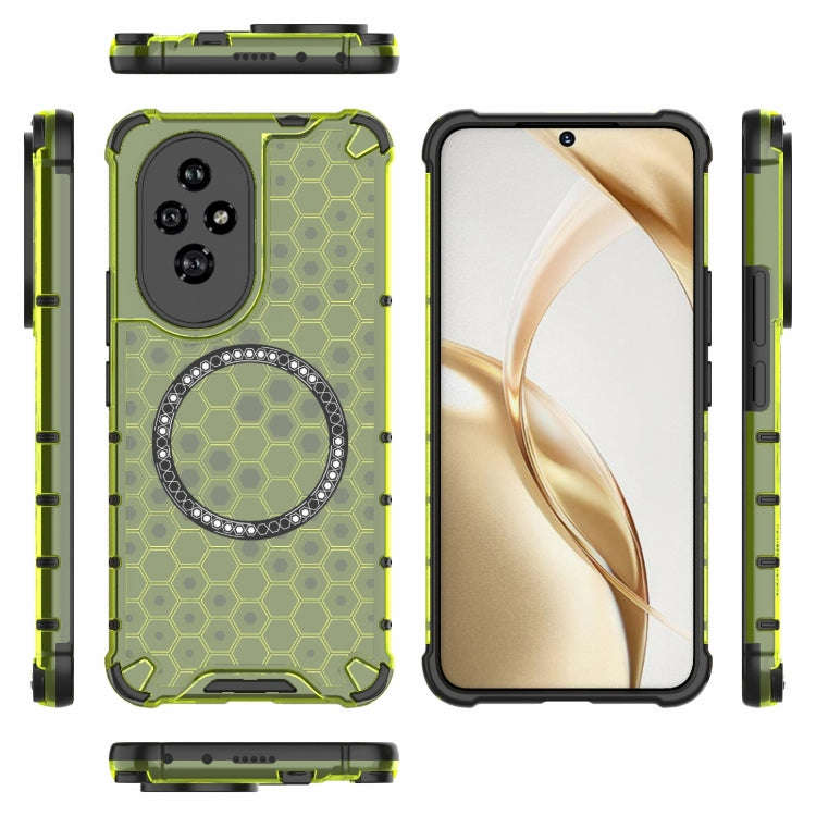 For Honor 200 Honeycomb Magnetic Ring Shockproof Phone Case(Green)