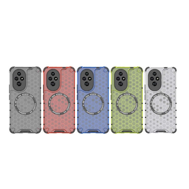 For Honor 200 Honeycomb Magnetic Ring Shockproof Phone Case(Green)