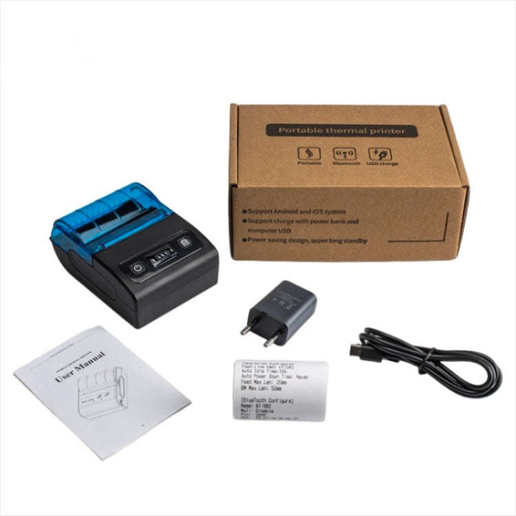 BT-582 58mm Type-C + Bluetooth Portable Thermal Printer(US Plug)