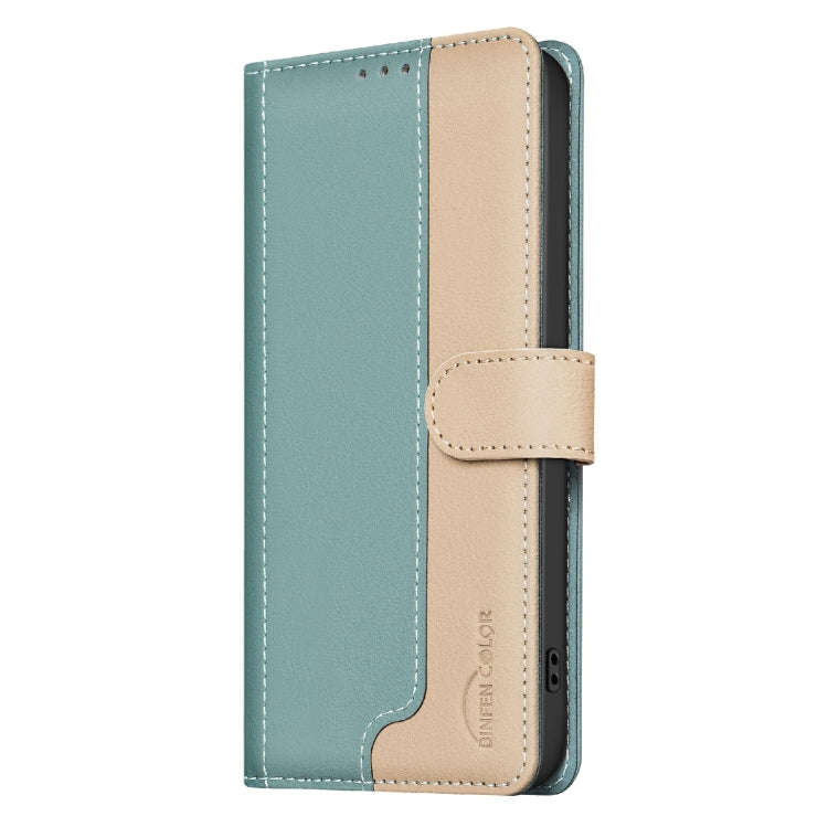 For Infinix Hot 50 4G Color Matching RFID Anti-theft Leather Phone Case(Green)