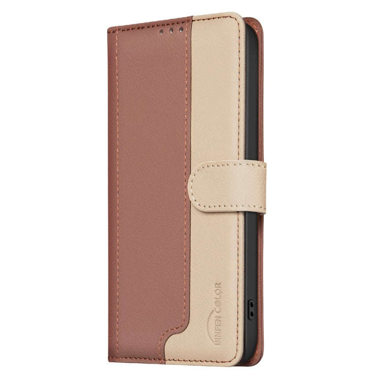 For Infinix Hot 50 4G Color Matching RFID Anti-theft Leather Phone Case(Brown)