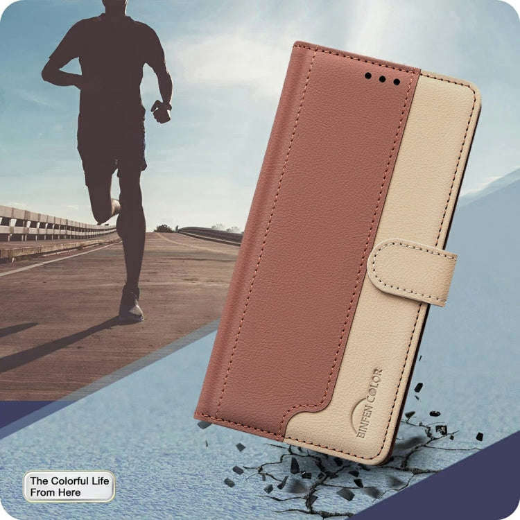 For Infinix Hot 50 4G Color Matching RFID Anti-theft Leather Phone Case(Brown)