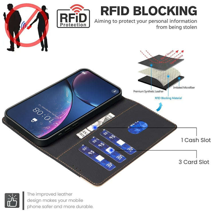 For Infinix Hot 50 4G Color Matching RFID Anti-theft Leather Phone Case(Black)