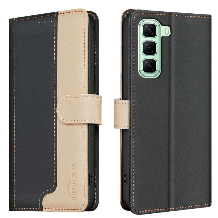 For Infinix Hot 50 4G Color Matching RFID Anti-theft Leather Phone Case(Black)