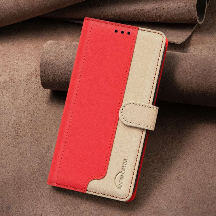 For Infinix Hot 50 4G Color Matching RFID Anti-theft Leather Phone Case(Red)