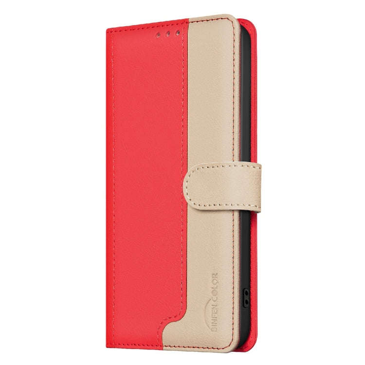 For Infinix Hot 50 4G Color Matching RFID Anti-theft Leather Phone Case(Red)