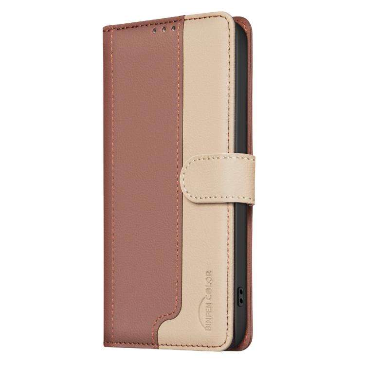 For Infinix Smart 10 4G Color Matching RFID Anti-theft Leather Phone Case(Brown)