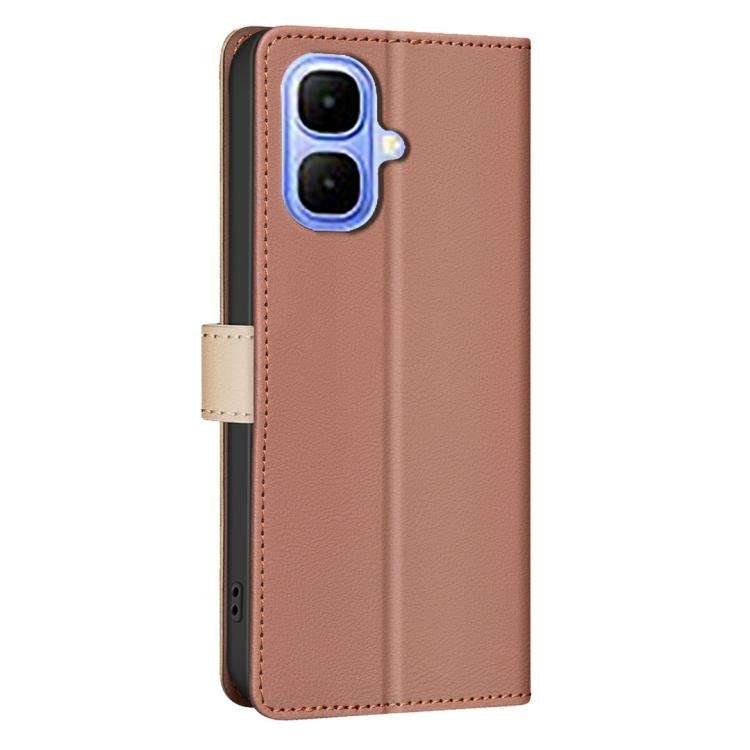 For Infinix Smart 10 4G Color Matching RFID Anti-theft Leather Phone Case(Brown)
