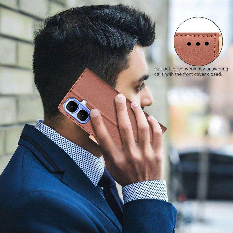 For Infinix Smart 10 4G Color Matching RFID Anti-theft Leather Phone Case(Brown)