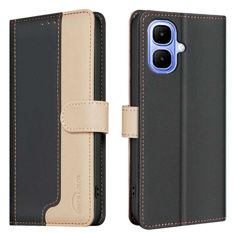 For Infinix Smart 10 4G Color Matching RFID Anti-theft Leather Phone Case(Black)