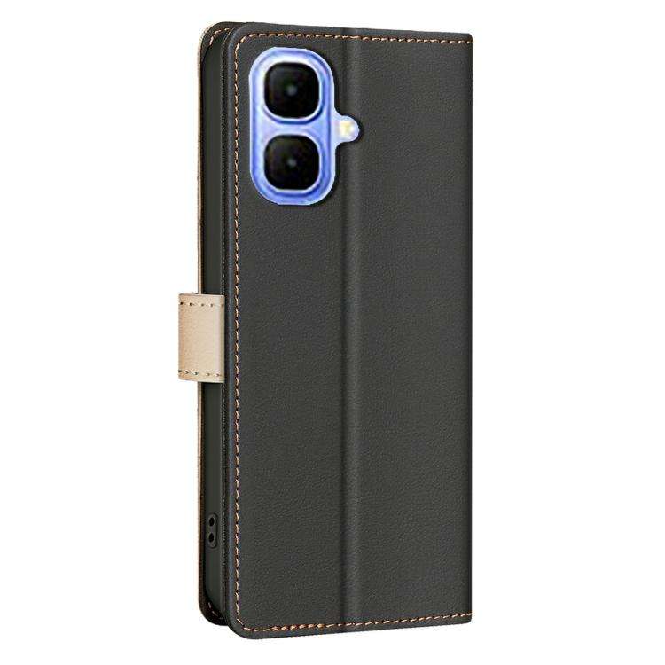 For Infinix Smart 10 4G Color Matching RFID Anti-theft Leather Phone Case(Black)