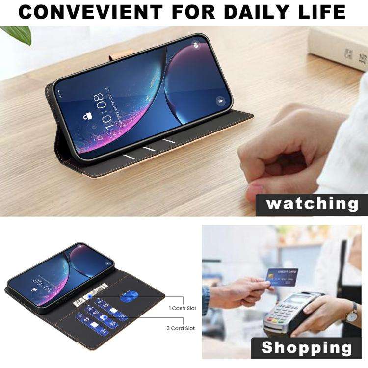 For Infinix Smart 10 4G Color Matching RFID Anti-theft Leather Phone Case(Black)