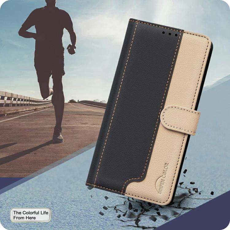For Infinix Smart 10 4G Color Matching RFID Anti-theft Leather Phone Case(Black)