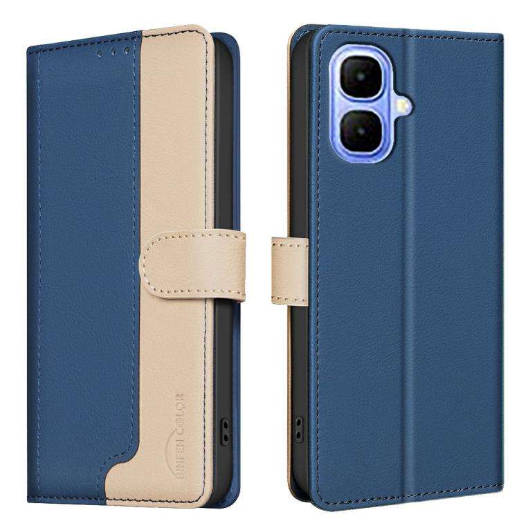 For Infinix Smart 10 4G Color Matching RFID Anti-theft Leather Phone Case(Blue)