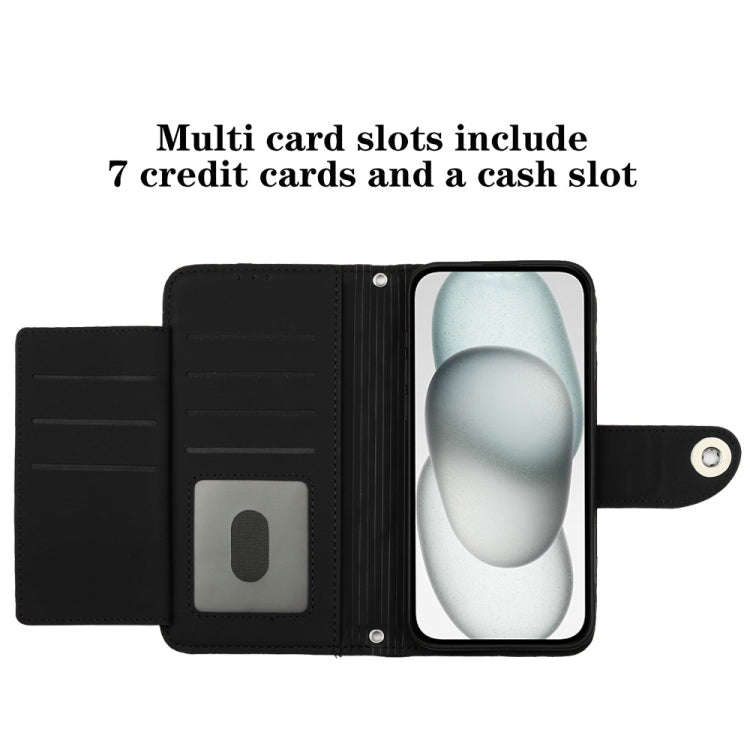 For TCL 50 LE 5G Rhombic Texture Flip Leather Phone Case with Lanyard(Black)
