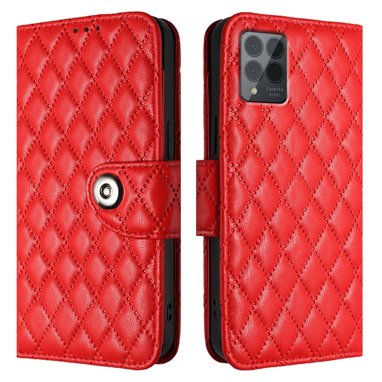 For T-Mobile REVVL 6 Pro / 6x Pro 5G Rhombic Texture Flip Leather Phone Case with Lanyard(Red)