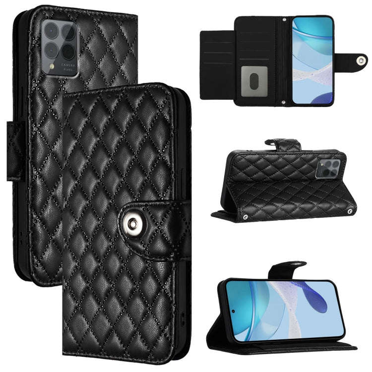 For T-Mobile REVVL 6 Pro / 6x Pro 5G Rhombic Texture Flip Leather Phone Case with Lanyard(Black)
