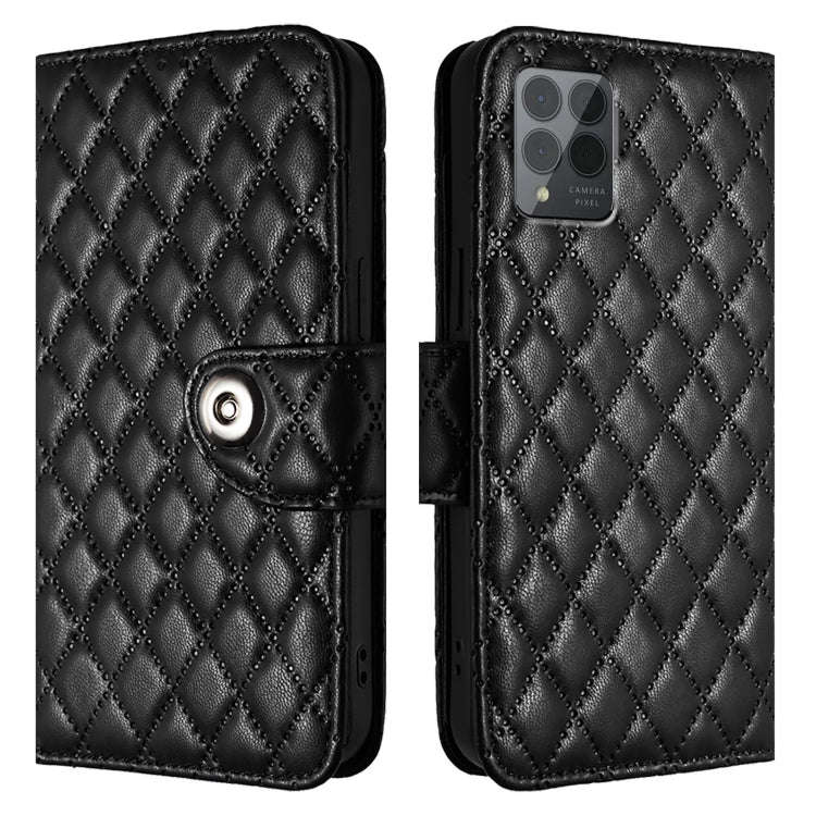 For T-Mobile REVVL 6 Pro / 6x Pro 5G Rhombic Texture Flip Leather Phone Case with Lanyard(Black)