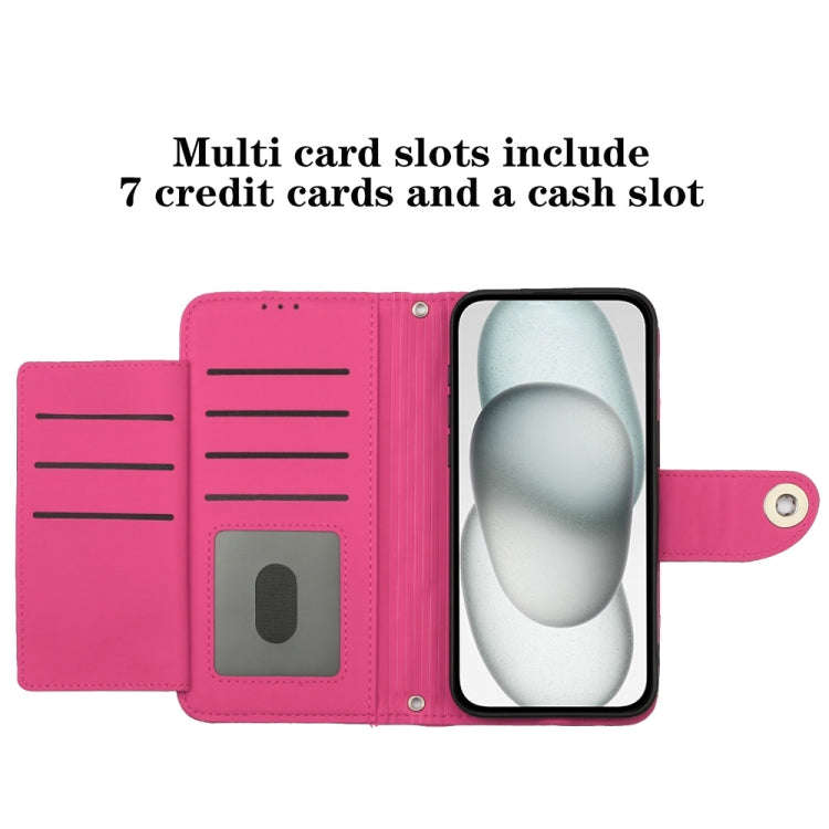 For T-Mobile REVVL 6 / 6x 5G Rhombic Texture Flip Leather Phone Case with Lanyard(Rose Red)