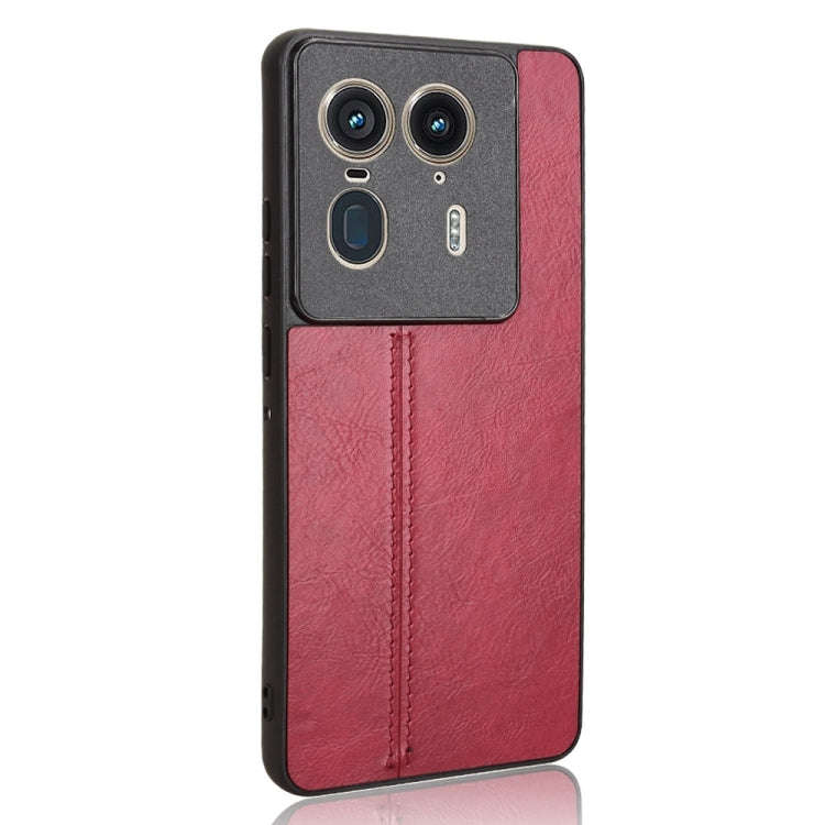 For Motorola Edge 50 Ultra / X50 Ultra Cow Pattern Sewing Card Bag Phone Case(Red)