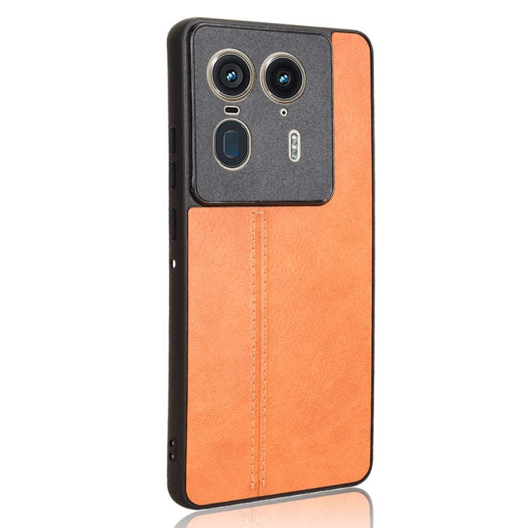 For Motorola Edge 50 Ultra / X50 Ultra Cow Pattern Sewing Card Bag Phone Case(Orange)