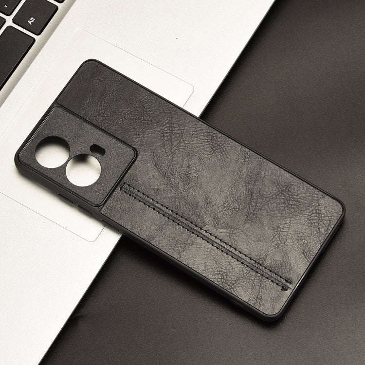 For Motorola Edge 50 Fusion Cow Pattern Sewing Card Bag Phone Case(Black)
