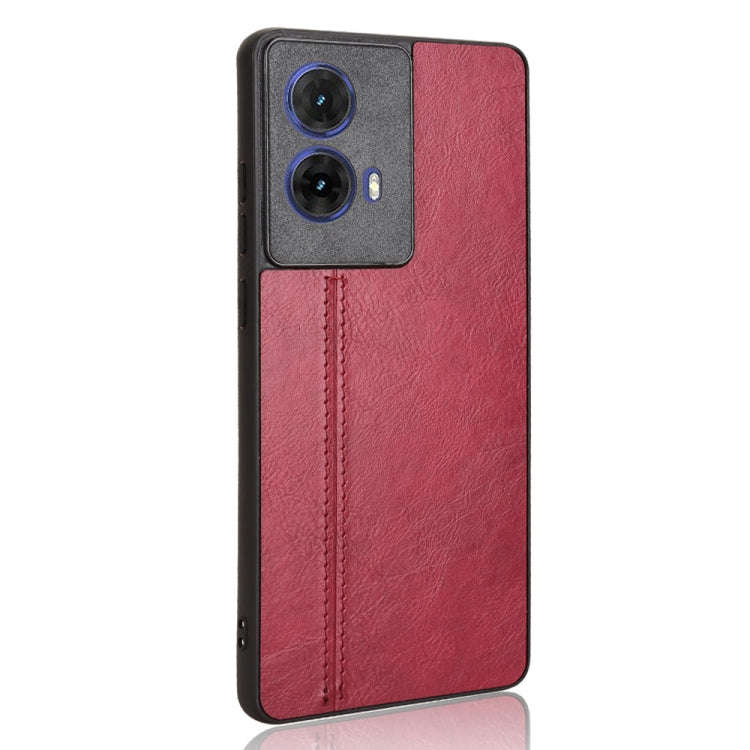 For Motorola Edge 50 Fusion Cow Pattern Sewing Card Bag Phone Case(Red)