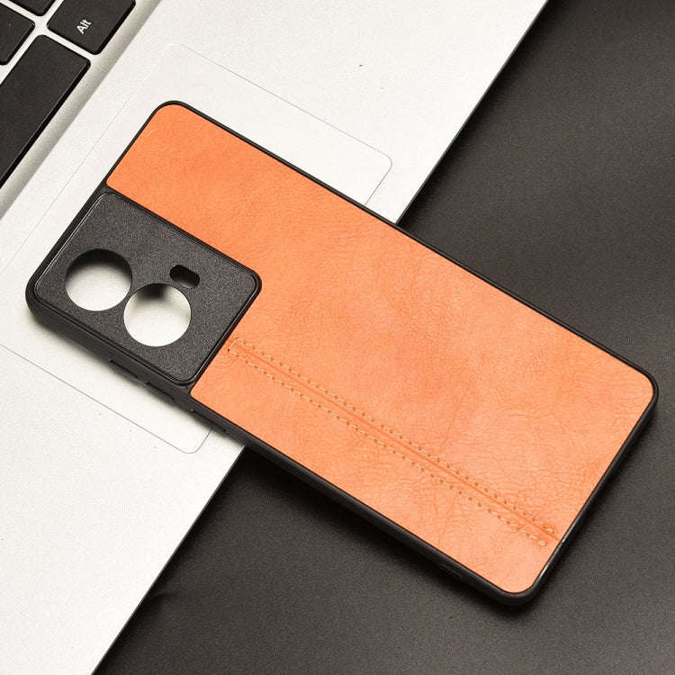 For Motorola Edge 50 Fusion Cow Pattern Sewing Card Bag Phone Case(Orange)