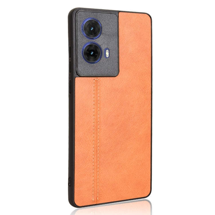 For Motorola Edge 50 Fusion Cow Pattern Sewing Card Bag Phone Case(Orange)