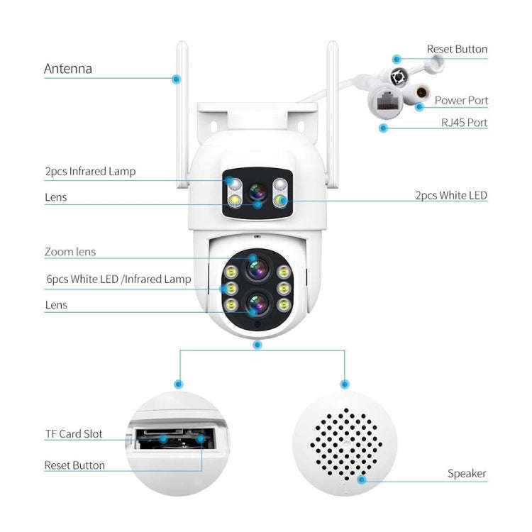ESCAM QF500 5+5MP Motion Detection WiFi Intelligent 10X Optical Zoom Camera(UK Plug)