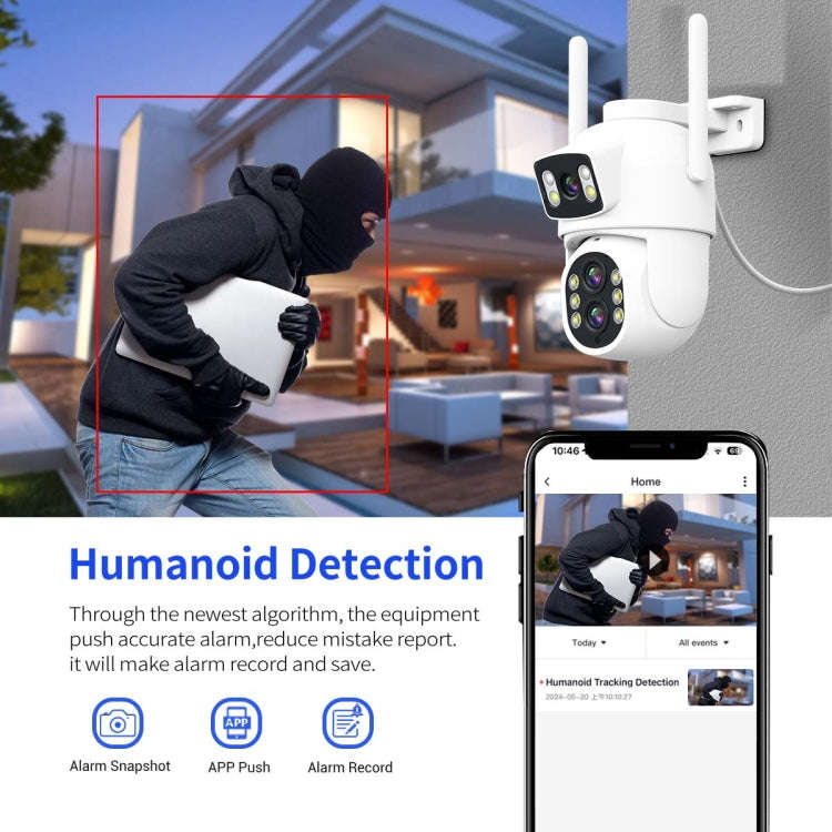 ESCAM QF500 5+5MP Motion Detection WiFi Intelligent 10X Optical Zoom Camera(UK Plug)