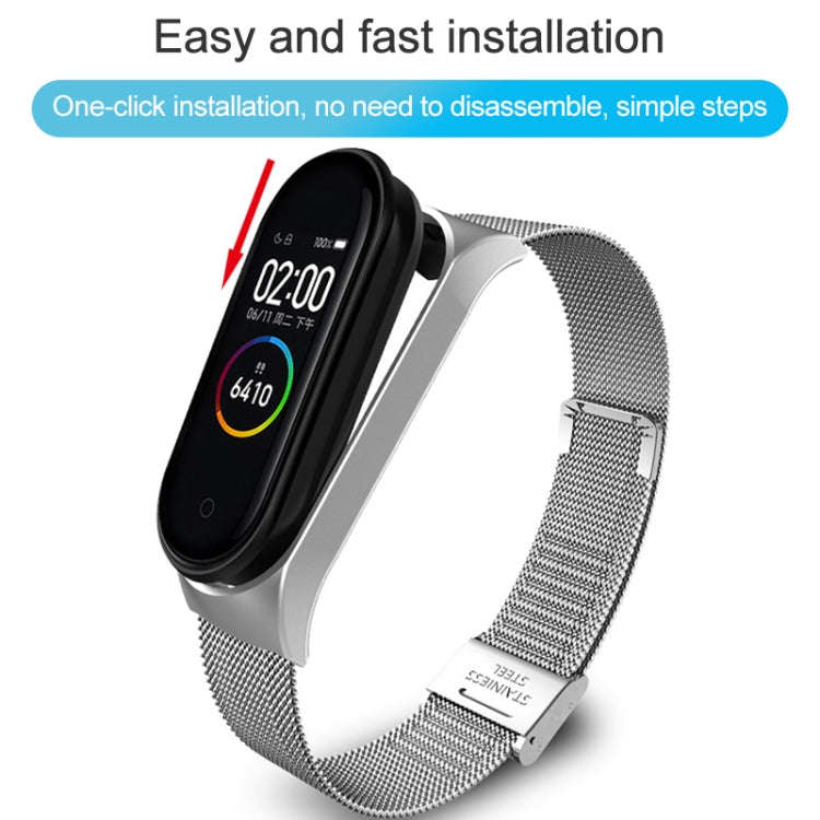 For Xiaomi Mi Band 4 / 3 Milanese Metal Watch Band, Color:Silver