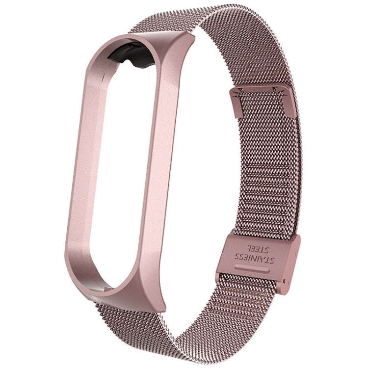 For Xiaomi Mi Band 4 / 3 Milanese Metal Watch Band, Color:Rose Pink