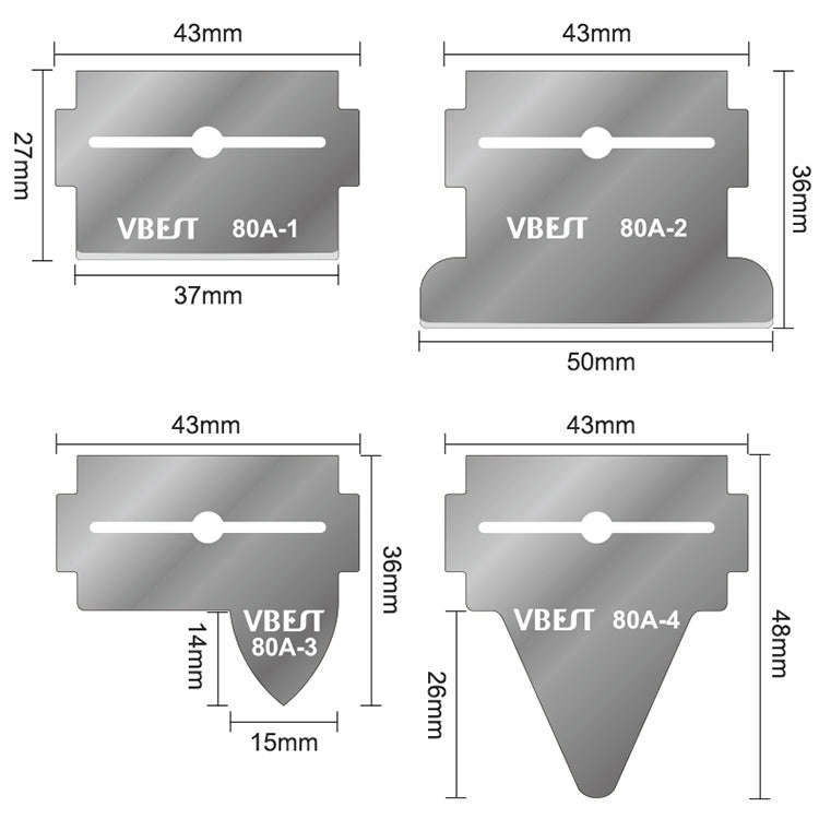 BEST VBST-80A 8 in 1 Stainless Steel Multipurpose Magnetic Double-sided Glue Removal Scraper Set