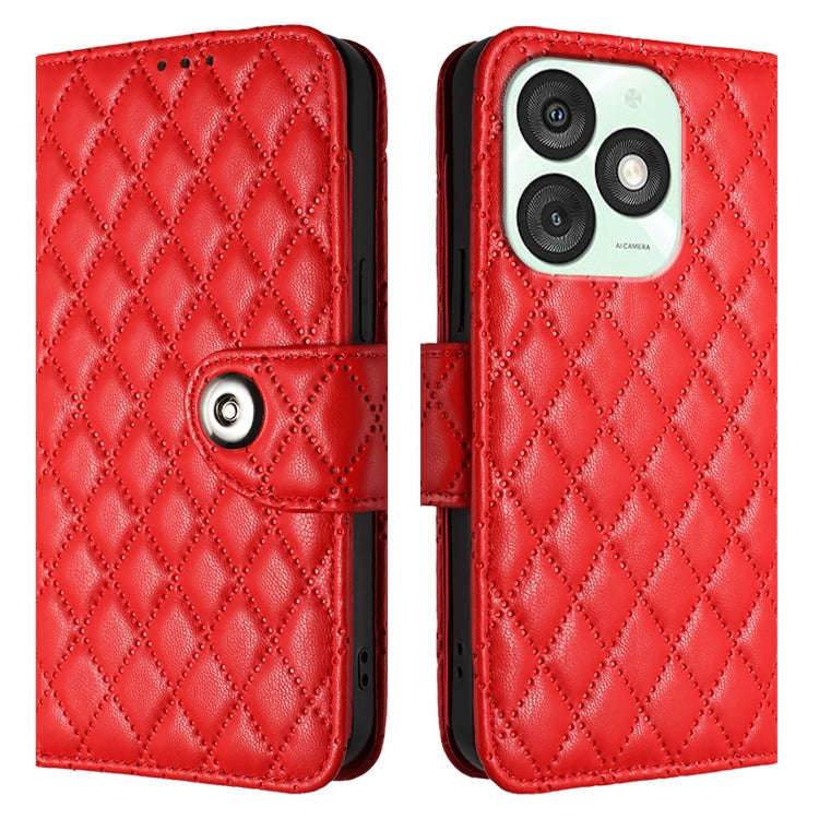 For itel A50 Rhombic Texture Flip Leather Phone Case with Lanyard(Red)